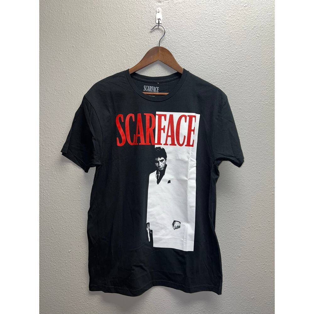 Scarface Movie Shirt Scar Face Graphic Black Red Logo Short Sleeve Tee Medium